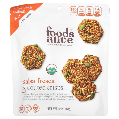 Foods Alive, Хрустящие чипсы, сальса фреска, 113 г (4 унции)