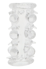 Прозрачная насадка на пенис с шипами и бугорками Bead Sleeve