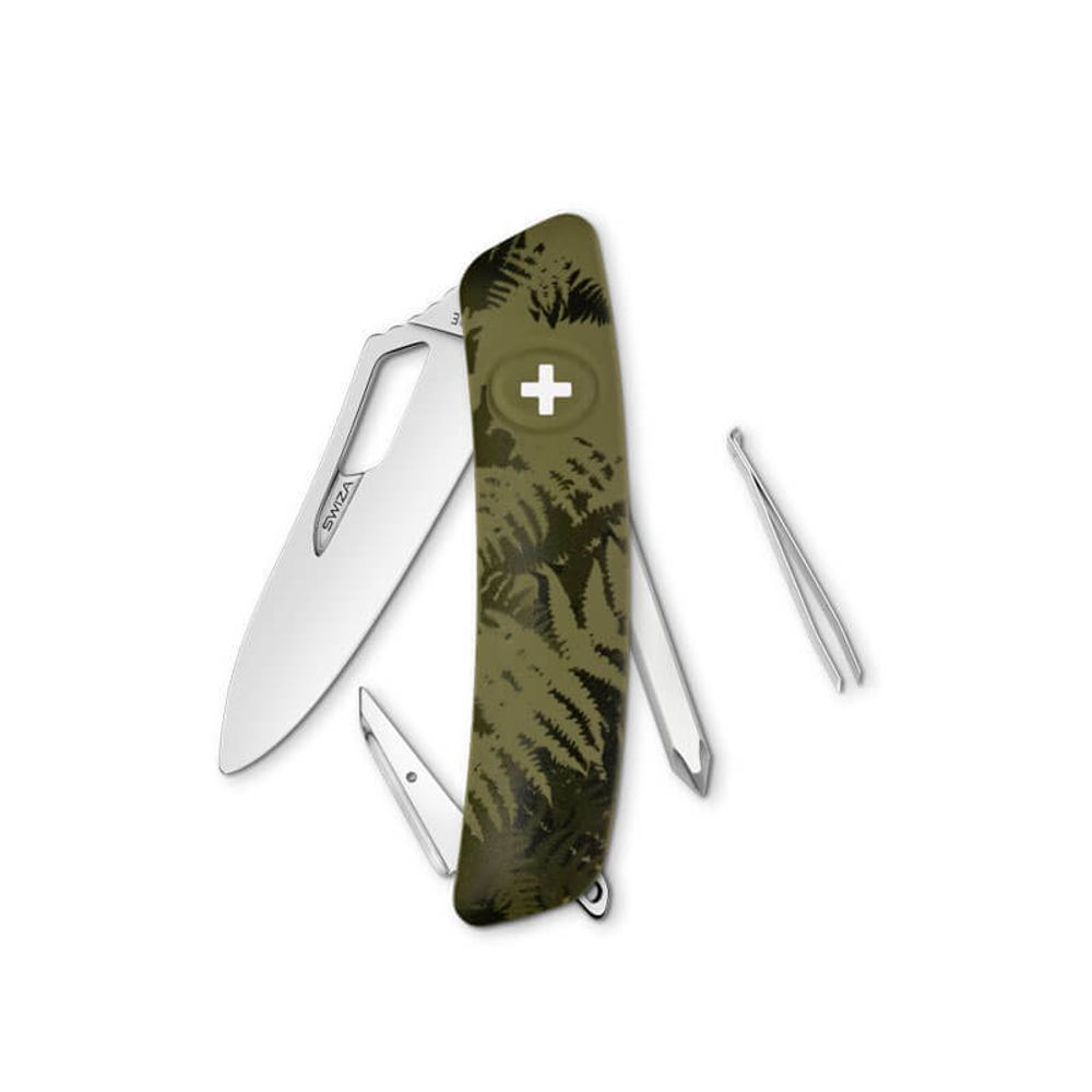 Швейцарский нож SWIZA SH02 R Camouflage, 95 мм, 7 функций, камо зеленый