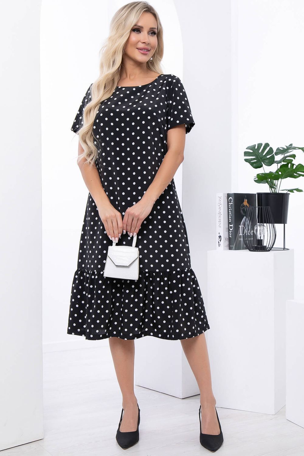 Платье "Эжени" (блэк/горох) П7061 LT Collection (Акция)