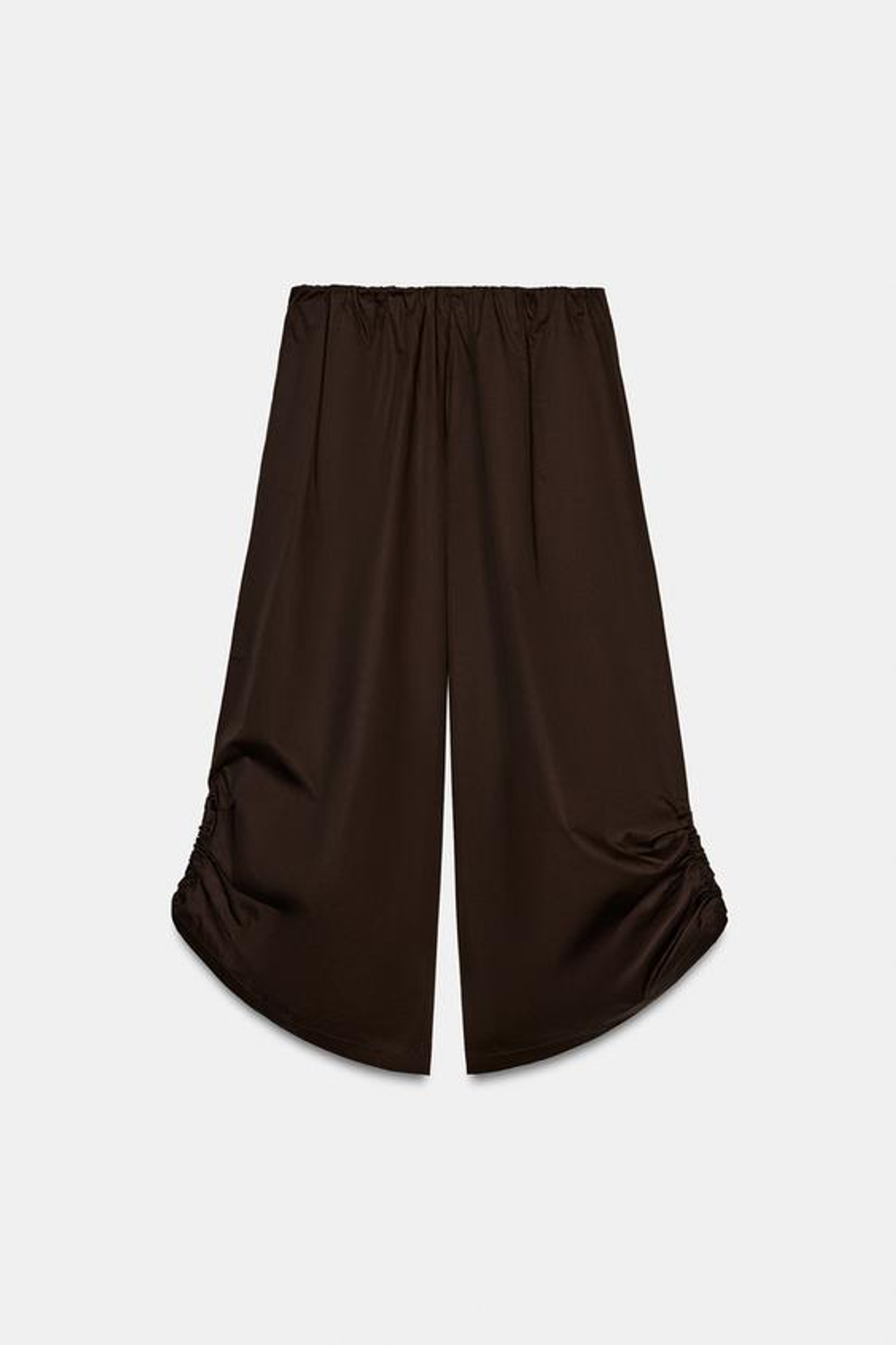 ZARA БРЮКИ КЮЛОТЫ С РЕГУЛИРУЕМЫМ НИЗОМ, ШОКОЛАДНО-КОРИЧНЕВЫЙ