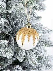 Винтажный стеклянный шар Ваниль в глазури 8 см., 1 шт., Karlsbach (12695)