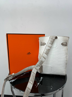 Нагрудная сумка слинг Hermes Kelly из кожи гималайского крокодила