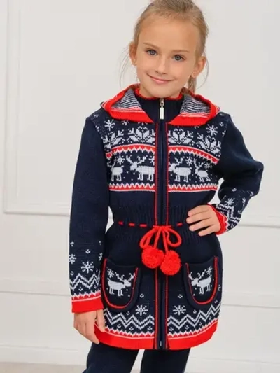 Кардиган вязаный на молнии для девочки