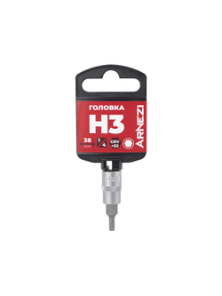 Головка 1/4" со вставкой HEX H3 L=38, на холдере ARNEZI R0004303