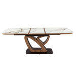Раздвижной обеденный стол 1161 из керамики с мраморной отделкой и ореха