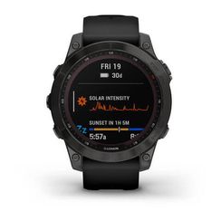 Умные часы Garmin FENIX 7 Sapphire Solar титановый серый DLC с черным ремешком