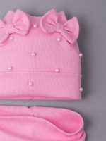 Шапка для девочки на осень с бусинами и снуд