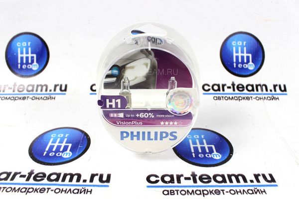 Автолампы "Philips" H1 55W-12V Vision Plus+60% 12258vp