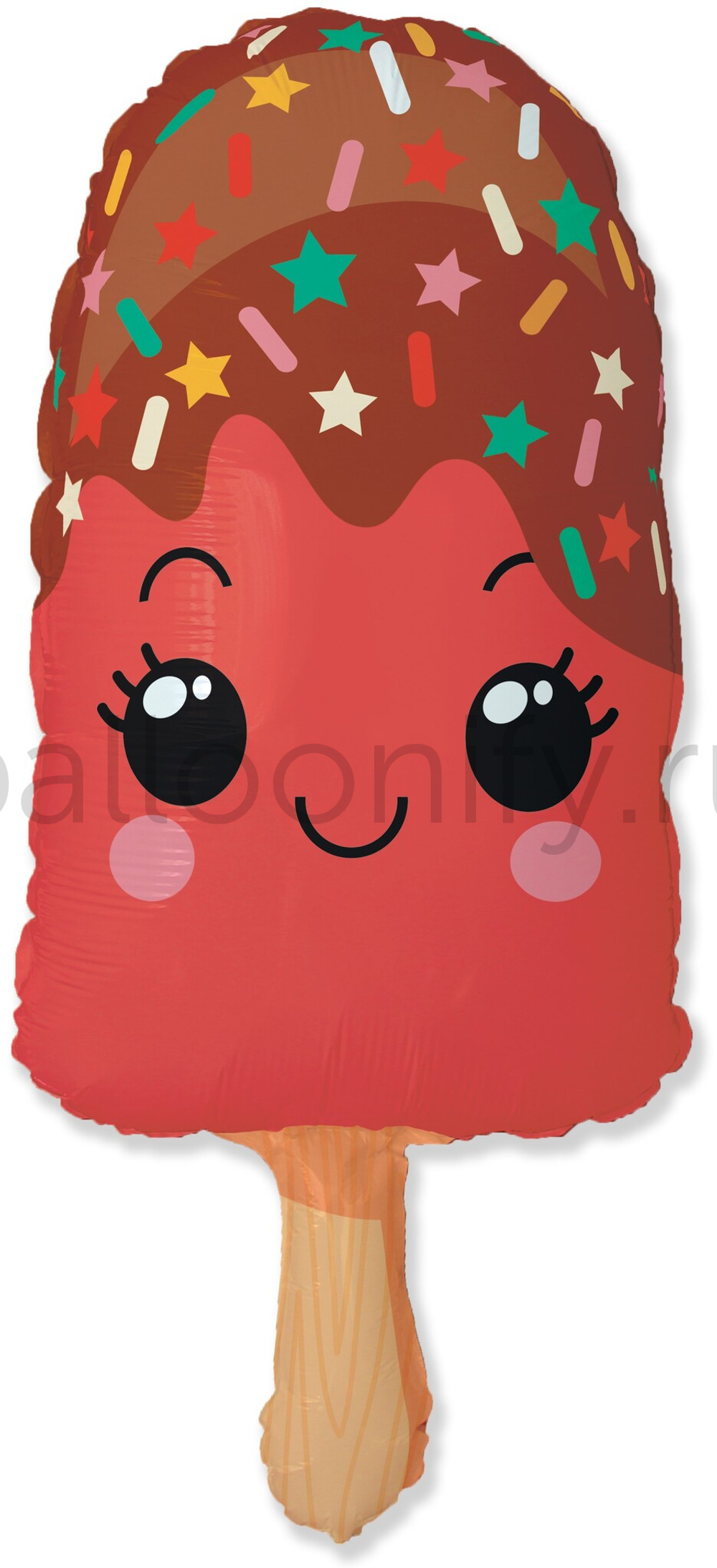 Шар (33''/84 см) Фигура, Счастливое эскимо, Красный, 1 шт.