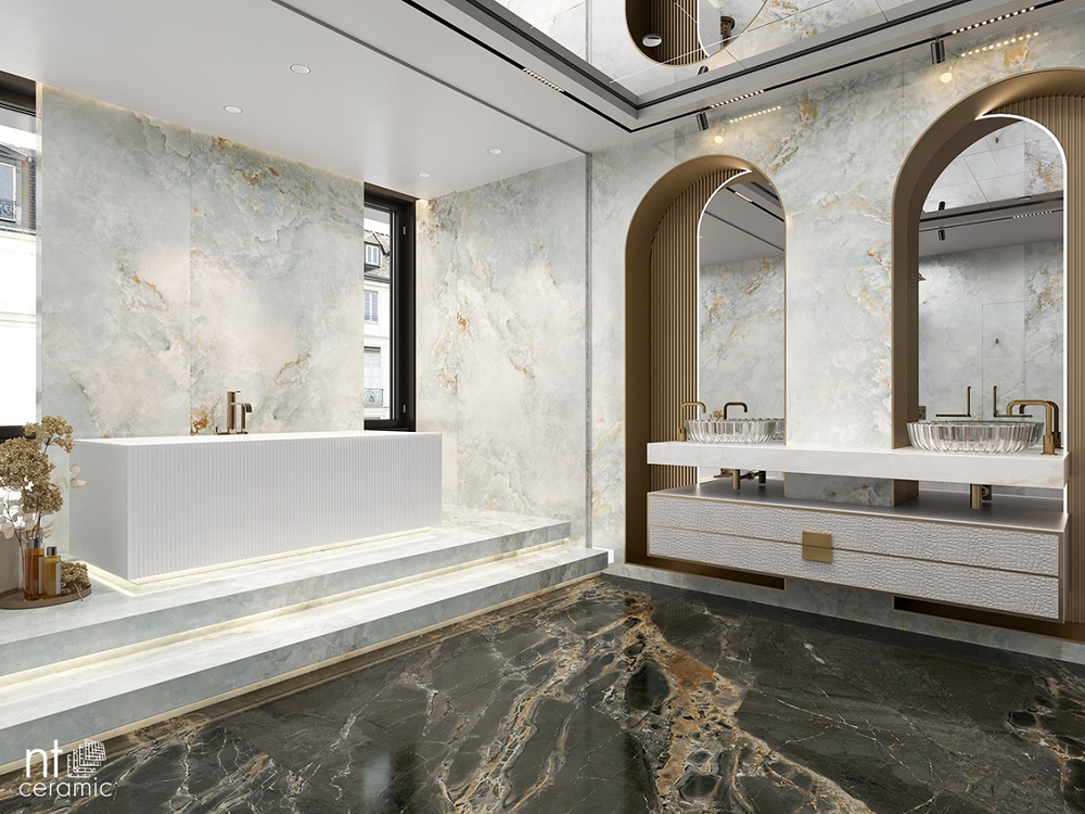 NT CERAMIC. Керамогранит Atlas Home Solano Blue Home 280*120 Полированный