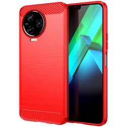 Чехол красного цвета в стиле карбон на Infinix Note 12 с 2023 года, мягкий отклик кнопок, серия Carbon от Caseport