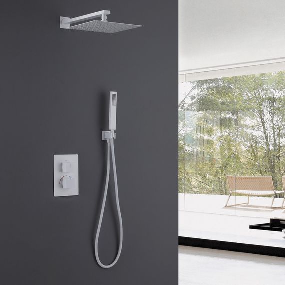 Душевая система ABBER Daheim AF8251W скрытого монтажа без излива, термостат,белый матовый