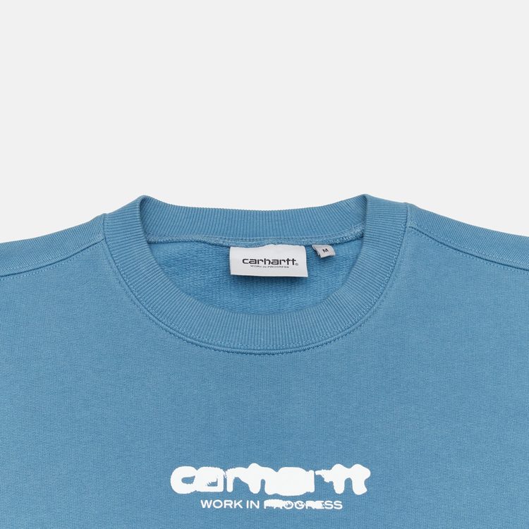 Толстовка мужская Carhartt WIP Ink Bleed Sweatshirt  артикул:I032866_vancouver_blue_white - купить в магазине Дайс