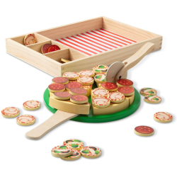 Spin Master 93611 20155221 — Игровой набор Melissa & Doug деревянная пицца с 36 аксессуарами Pizza Party — фото 3
