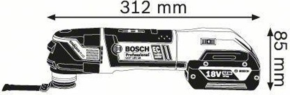 Многофункциональный инструмент аккумуляторный BOSCH GOP 18V-28 бесщеточный 06018B6003 2х5,0Ач, кейс L-Boxx