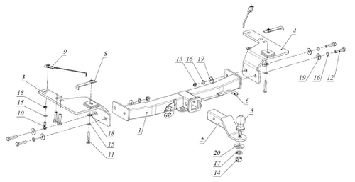 Фаркоп Бизон на Toyota Land Cruiser 200 FA 0859-E (с 2007 г.в.) (паспорт и сертификат в комплекте)(без электрики)