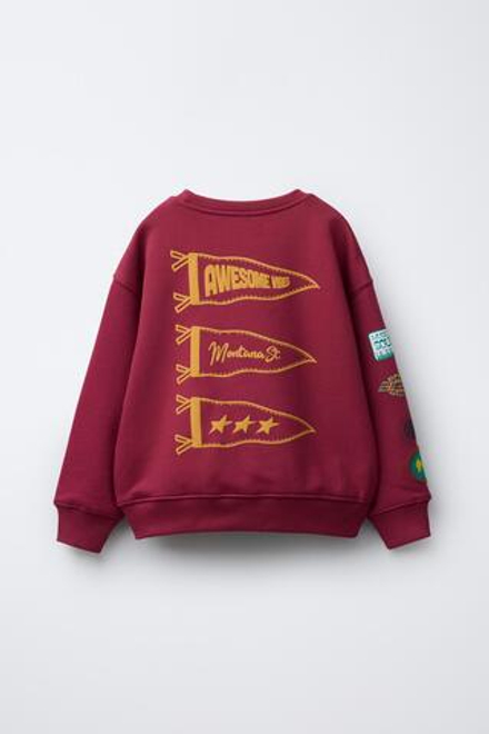 ZARA ТОЛСТОВКА С НАШИВКАМИ, ГРАНАТОВЫЙ