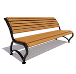 Скамейка стальная "Одинцово" сосна 1,5м, без подлокотников, дуб