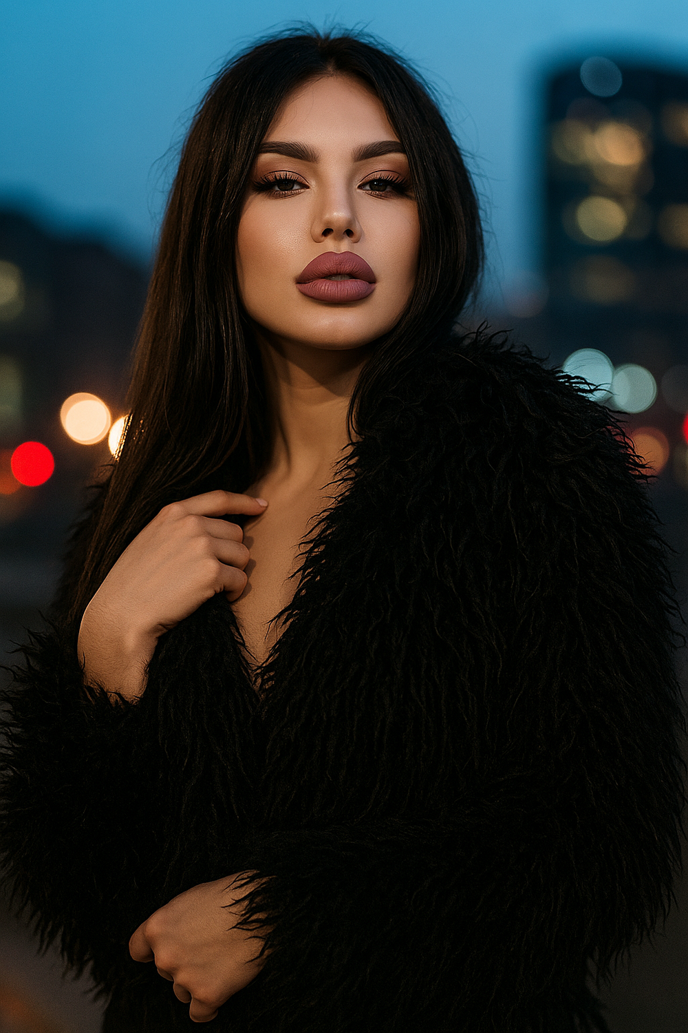 Оптом искусственная шуба керли черная 42-48