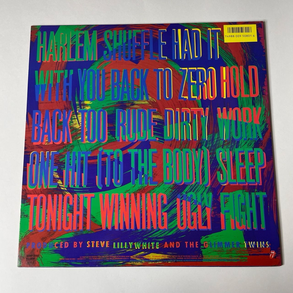 Винтажная виниловая пластинка LP Rolling Stones Dirty Work (Japan 1986) (No Obi) Harlem Shuffle
