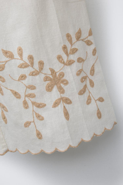 ZARA БРЮКИ-КЮЛОТЫ ИЗ СМЕСОВОГО ЛЬНА С ВЫШИВКОЙ, ЭКРЮ