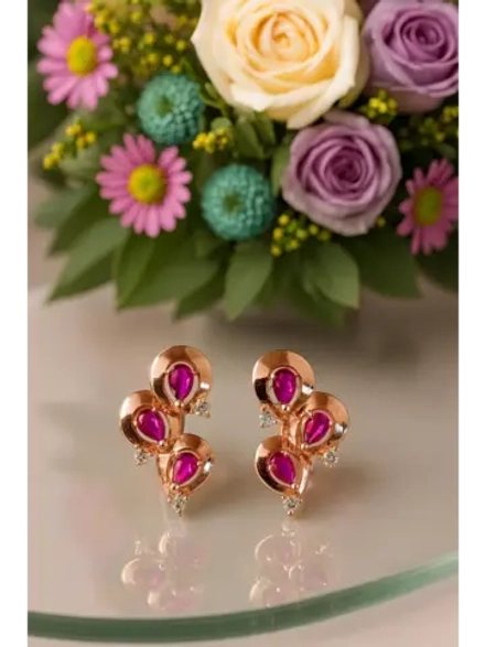 Серьги серебряные с рубином синтетическим