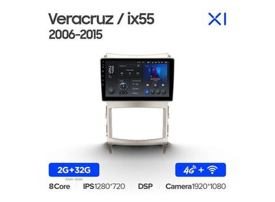 Магнитола Teyes X1 2-32 Wi-Fi + 4G Hyundai Veracruz/ ix55 2006 — 2015 9.0"