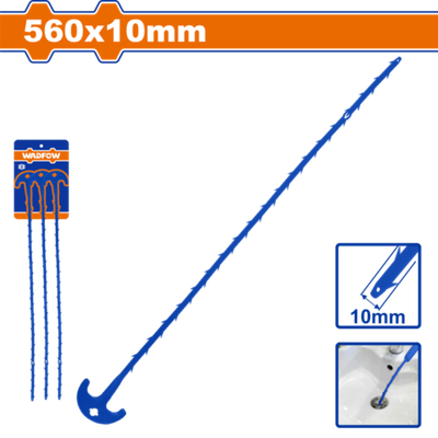 Крюк-змейка для чистки труб 560х10 мм 3 шт (40) WADFOW WDD1156