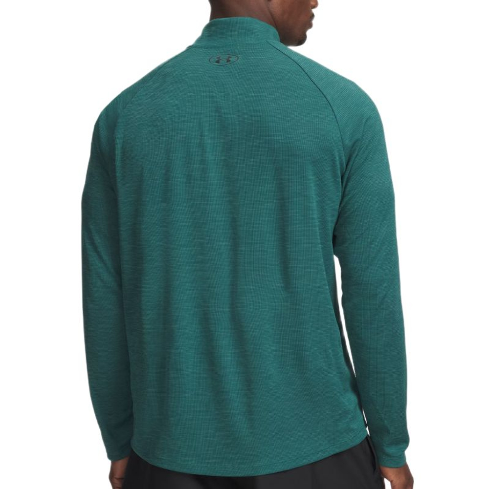 Мужская теннисная футболка с длинным рукавом Under Armour Tech Textured 1/2 Zip - rack green/black