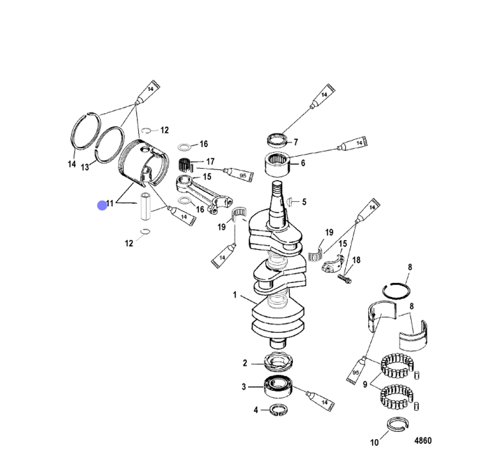Поршень STD Mercury 30-60лс (705-850026T1)