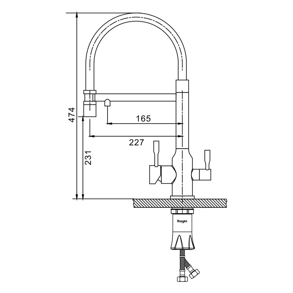 Смеситель для кухни с подключением фильтра Raglo R81.63.05, сатин