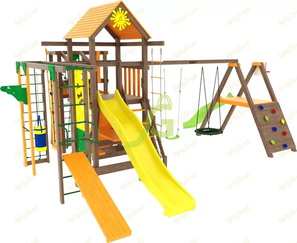 Детская площадка Спорт 3 с качелями гнездо 100см