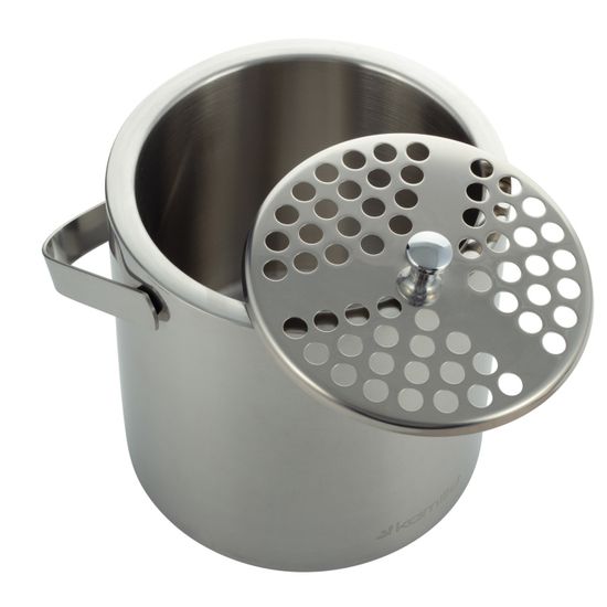 Ведро для льда 1300 мл. с крышкой Kamille KM 7766 из нержавеющей стали с ручкой и щипцами