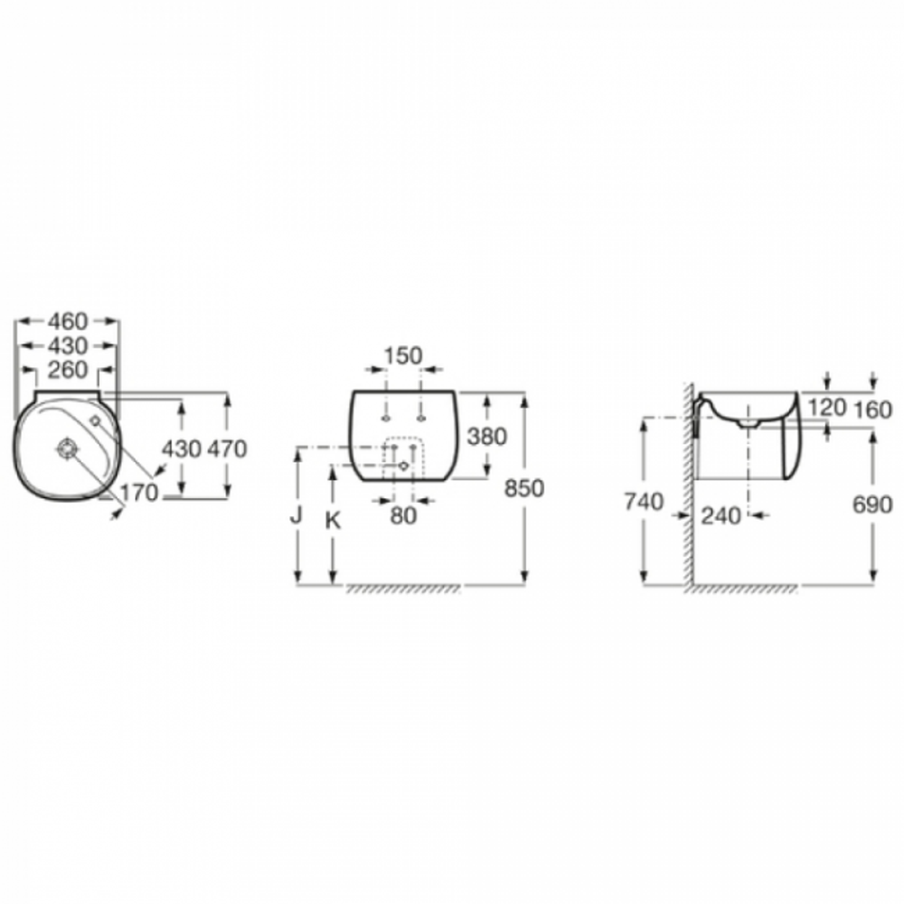 73270B1000 BEYOND Раковина подвесная 430х430