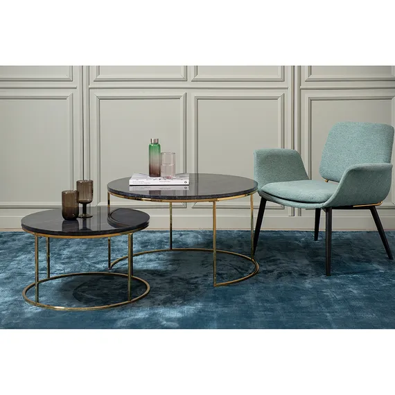 Набор столиков журнальных Hans, Ø60 см и Ø80 см, черный мрамор