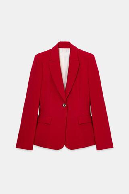 ZARA ПРИТАЛЕННЫЙ БЛЕЙЗЕР С ПОДПЛЕЧНИКАМИ, КРАСНЫЙ