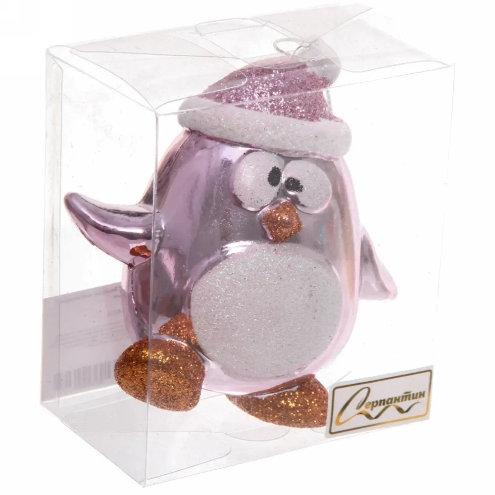 Ёлочная игрушка «Весёлый пингвинёнок» 11*6*11 см, розовый