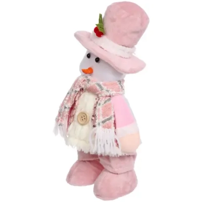 Сувенир новогодний «Новогоднее настроение - Снеговичок» 14*30*8 см, Розовый (с подсветкой)