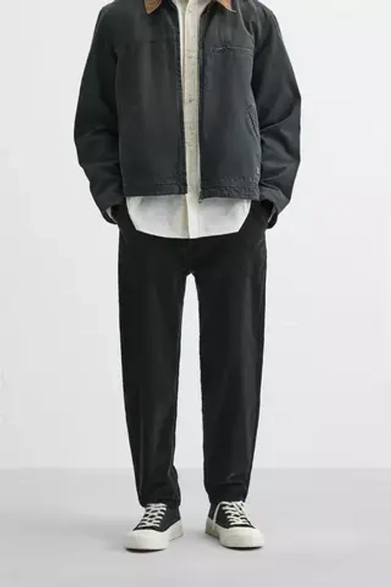ZARA ВЕЛЬВЕТОВЫЕ БРЮКИ CARROT FIT, ЧЕРНЫЙ
