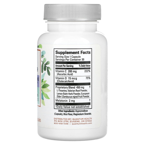 Quantum Health, Sleep + Immune, мелатонин, 30 капсул