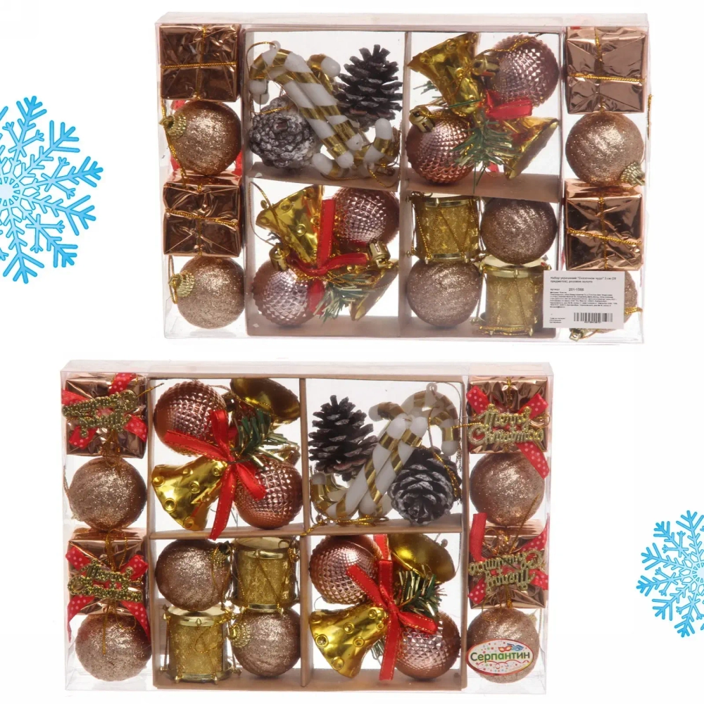 Набор украшений «Сказочное чудо» 3 см (28 предметов), розовое золото