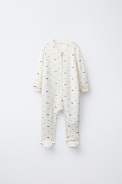 ZARA ВЕЛЮРОВЫЙ КОМБИНЕЗОН «РАДУГА», ЭКРЮ