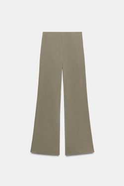 ZARA ЭЛАСТИЧНЫЕ БРЮКИ С ШИРОКИМИ ШТАНИНАМИ, ХАКИ