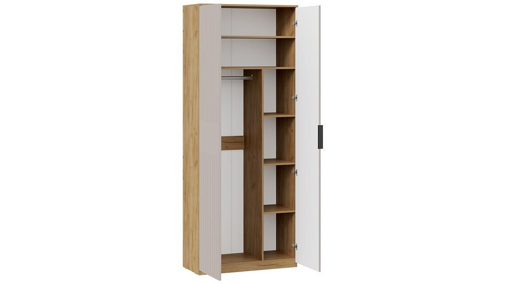 Шкаф для одежды распашной с полками Дуб Крафт золотой, Графит 90х43х226