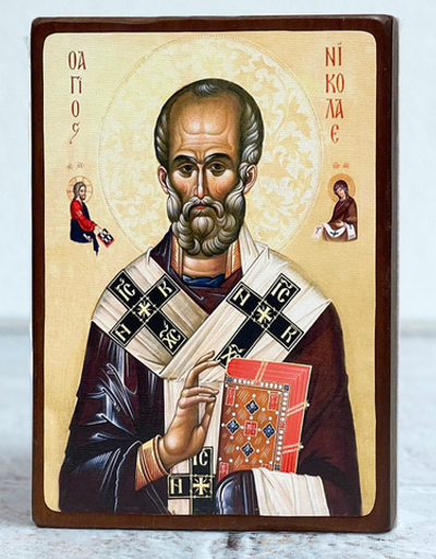 Икона под старину А6. Дерево, холст (святые мужи)