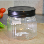 Банка для сыпучих 0,6л квадратная с рельефом и эмбоссингом "Premium", прозрачный/черный