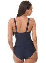 Слитный купальник со скрытыми вшитыми чашками (Размер: C/XXL) (Цвет: синий)