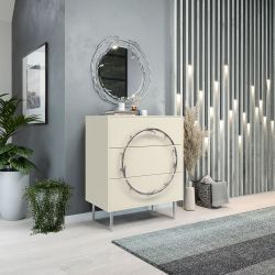 Комод Арт Колор matte Стайл Сильвер с 3 ящиками Кремовый белый матовый