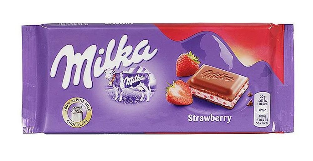 Шоколад Milka Strawberry Yoghurt, 100 гр
